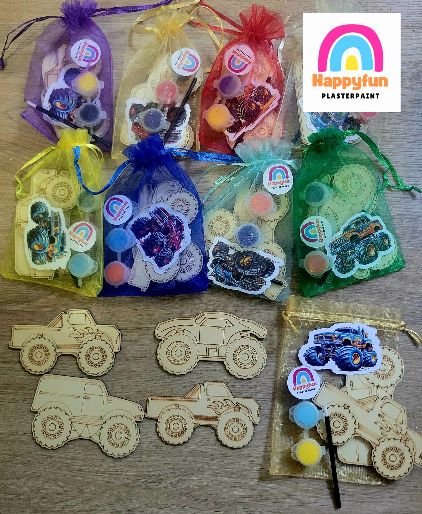 Monster truck vehicle  car Wooden magnet paint kits