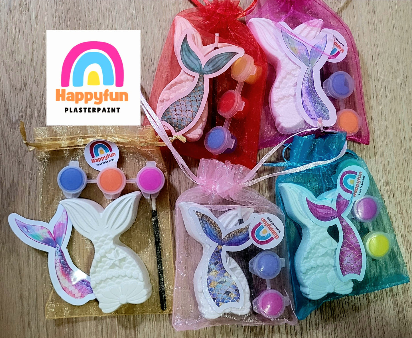 Mermaid tail with shell starfish sea animal plaster painting party favours birthday gifts kids art craft kids school holiday activities paint your own