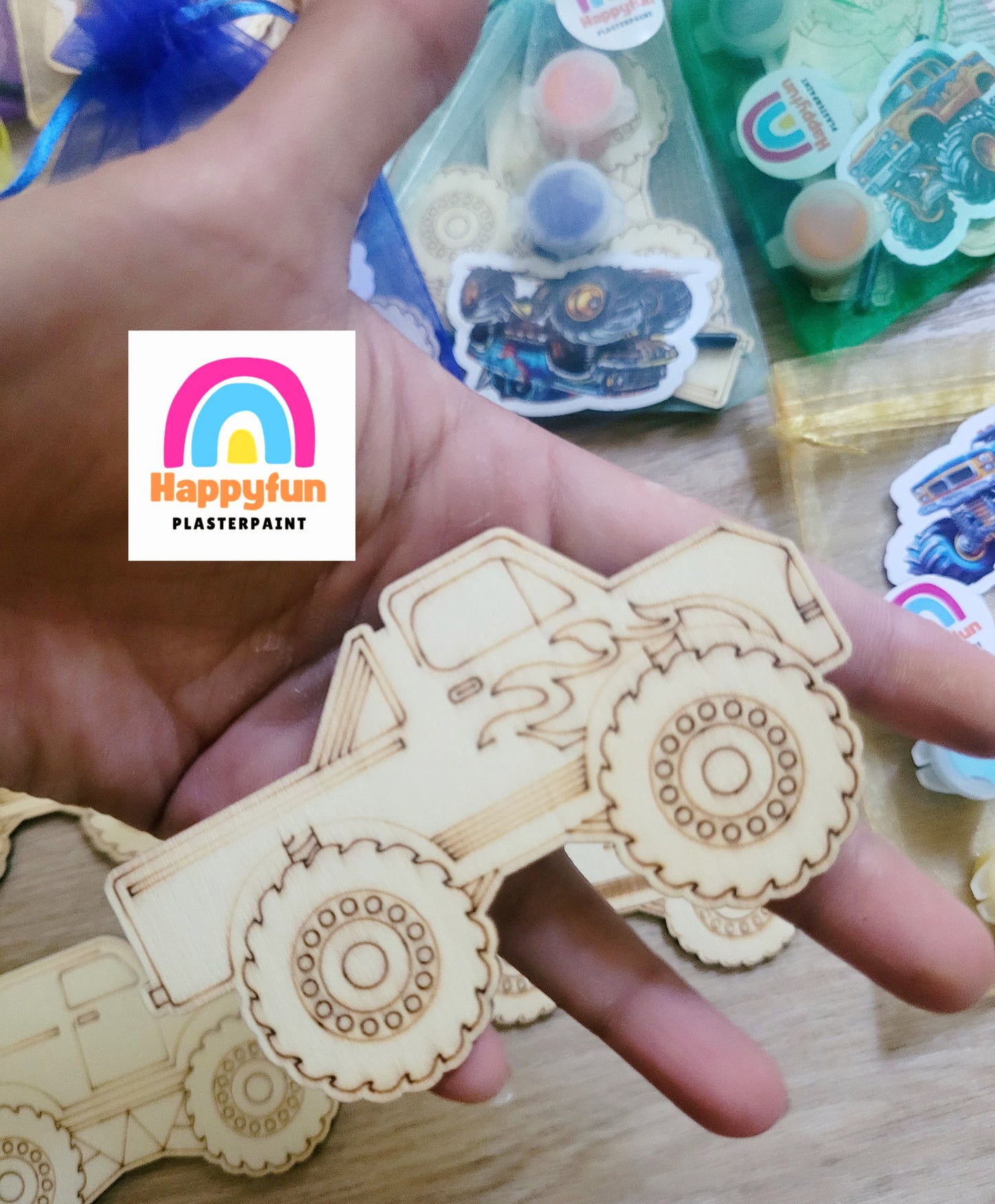 Monster truck vehicle  car Wooden magnet paint kits