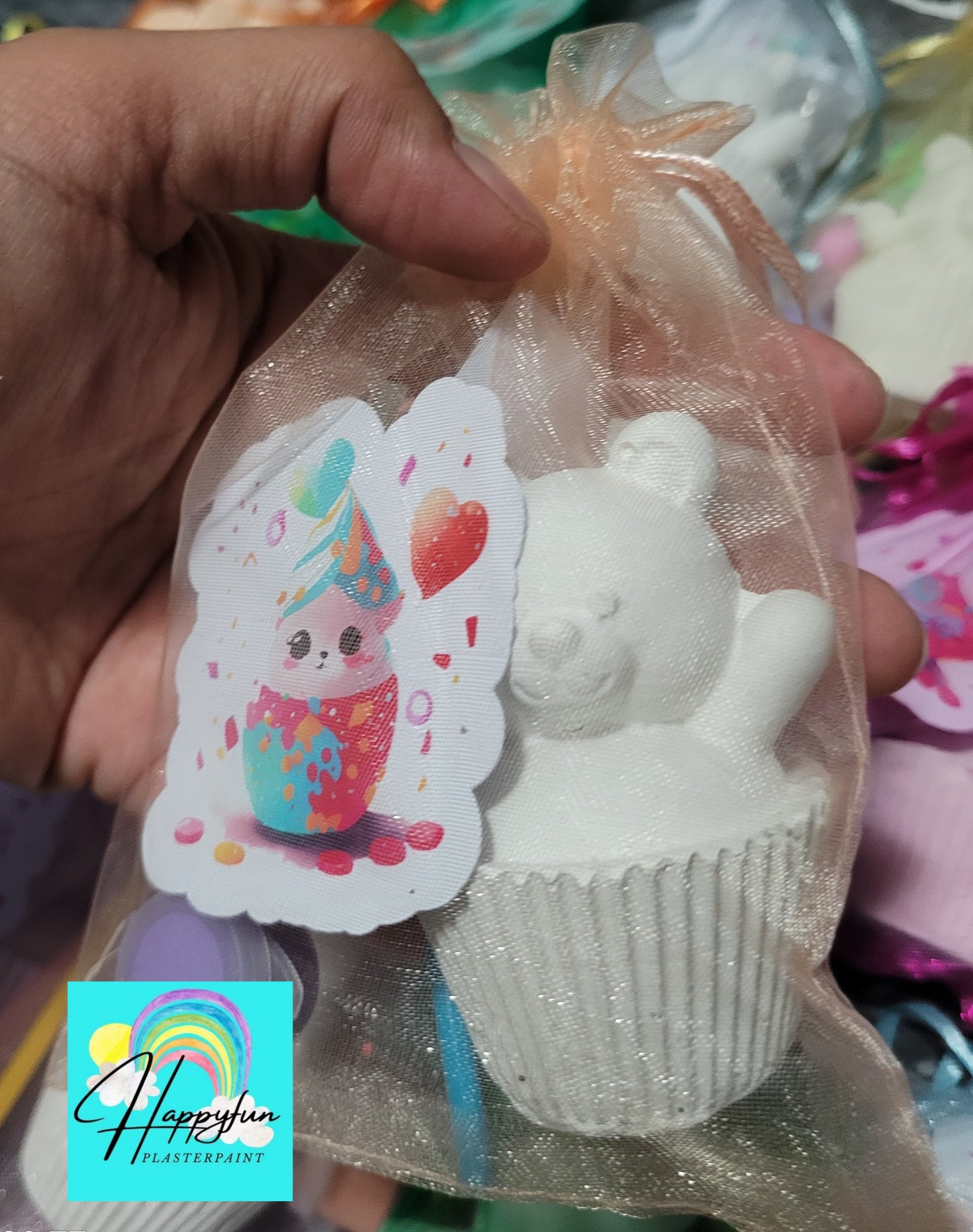 Teddy bear cupcake birthday gifs for kids birthday food  Plaster Painting party favours favours birthday gifts treat bag favor home animal